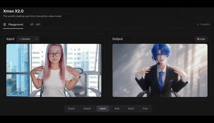 Xmax X2.0 ClothX实时换装功能，用户通过摄像头实时试穿不同服装
